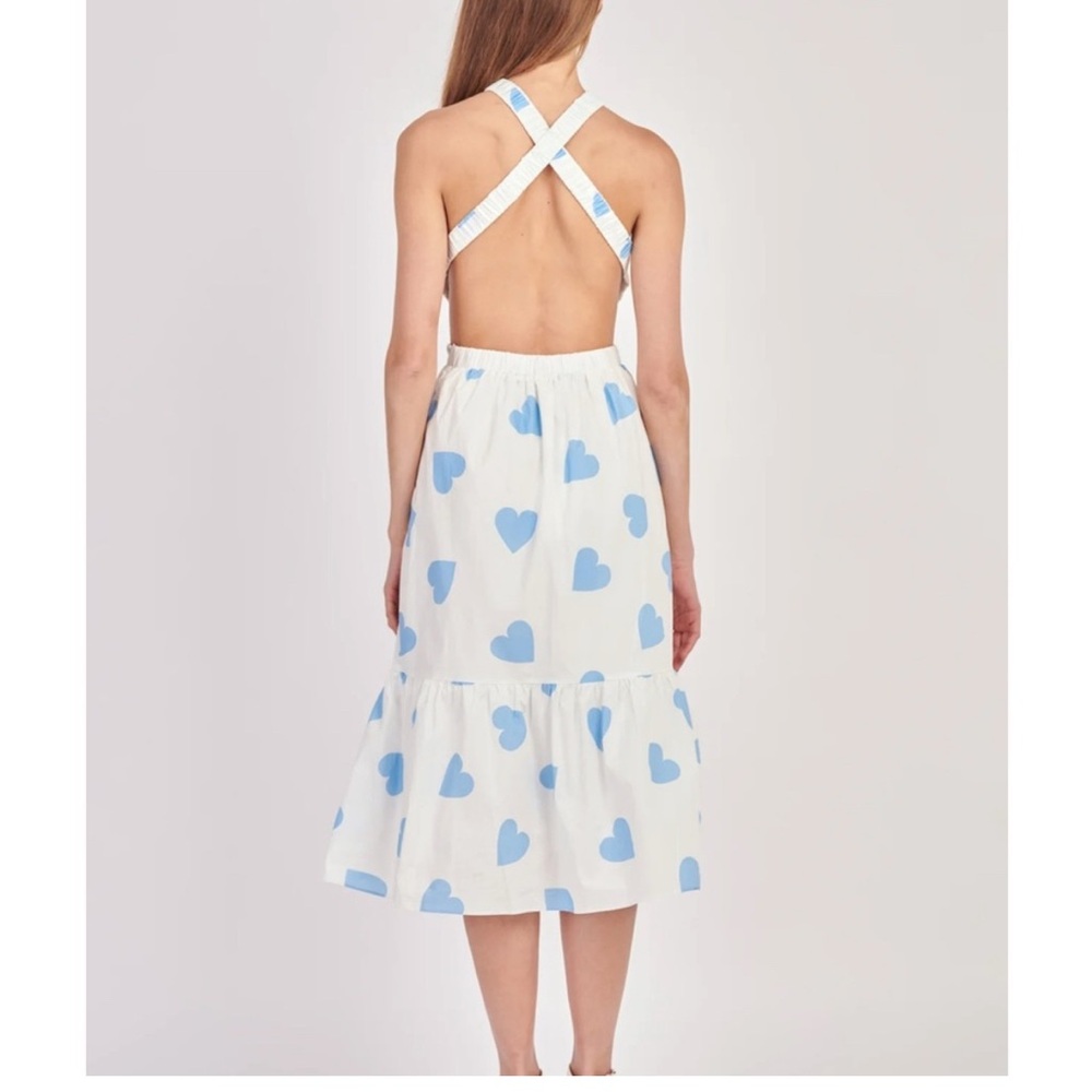 English Factory White and Blue Heart Dress